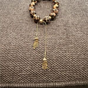 Lane Bryant Gold and Brown Beaded Tassel Bracelet